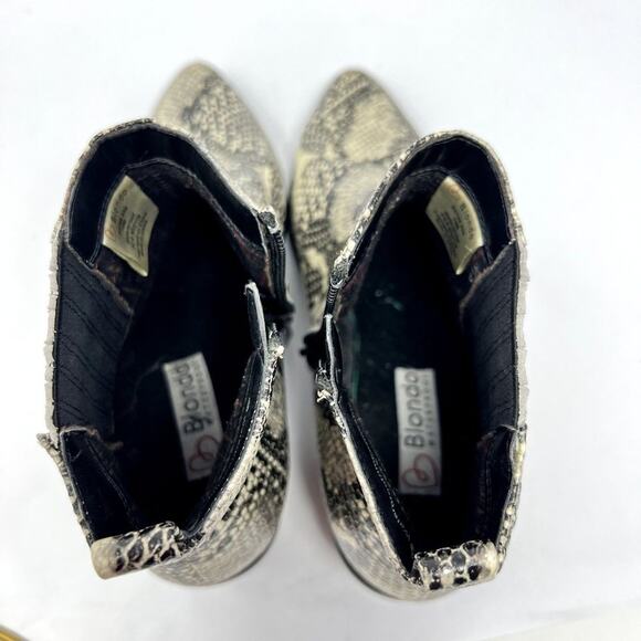 Blondo Waterproof Snakeskin Ankle Boots 10M Leather Block Heel Zip Booties - Picture 12 of 14